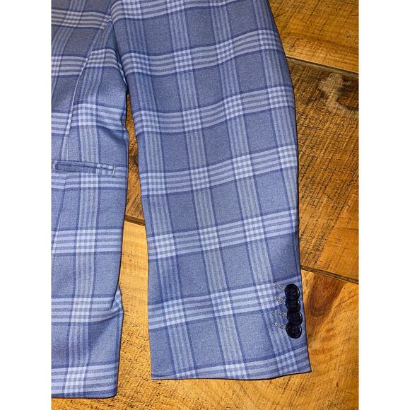 Mens The Savile Row Company Blue Plaid Spring Pockets‎ Buttons Blazer Size 44R - Picture 11 of 16